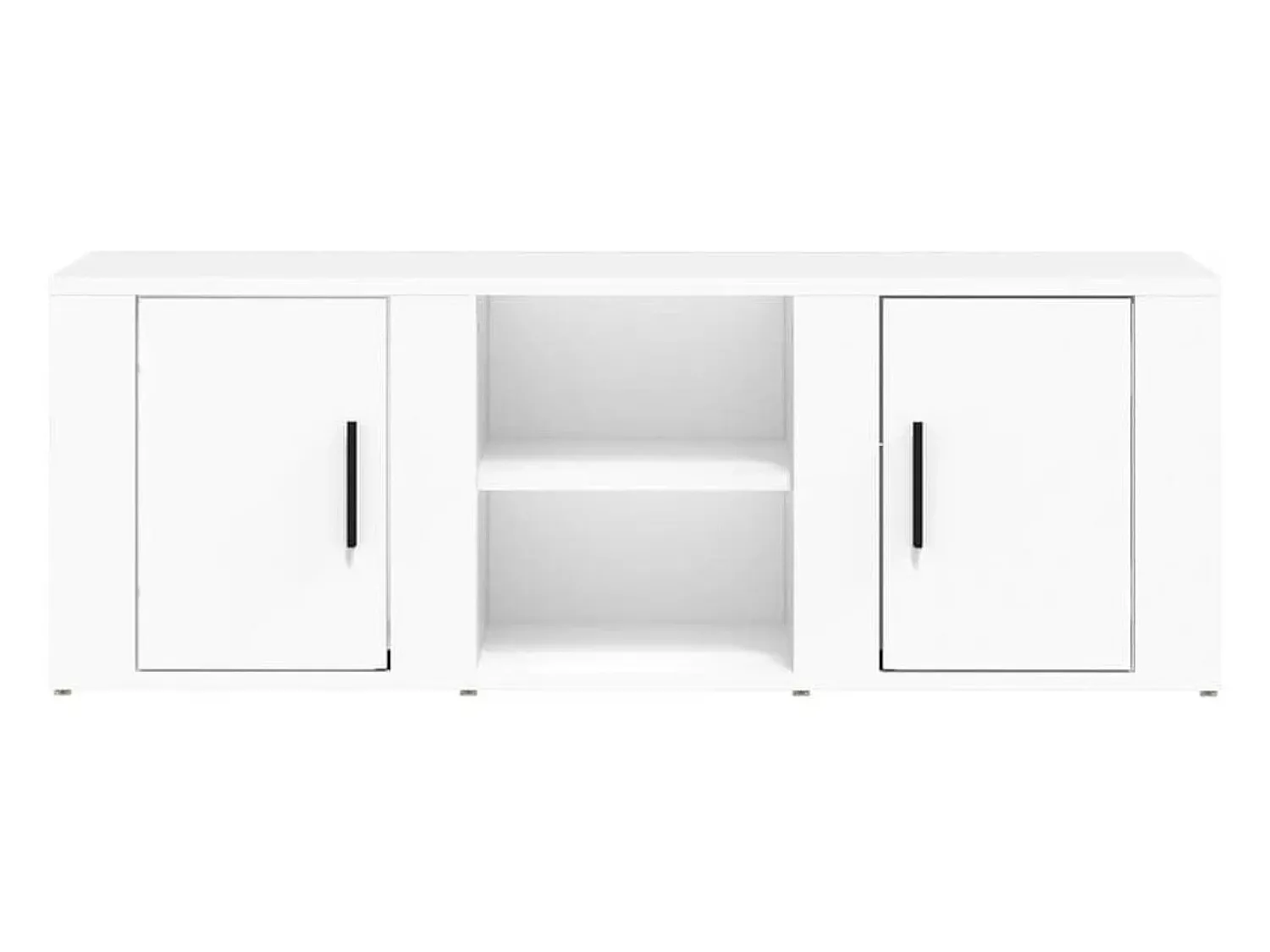 Helloshop26 Suporte multimídia para TV prateleira para TV aparador armário para TV sala de jantar sala de estar quarto 100 x 31,5 x 35 cm madeira engenheirada branca 02_0025441^ Móvel De Tv