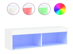 New Helloshop26 Suporte multimídia para TV prateleira para TV aparador armário para TV sala de jantar sala de estar quarto com luzes LED 100 x 30 x 30 cm 02_0026505 Branco