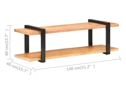 Helloshop26 Suporte multimídia para TV prateleira para TV aparador para TV para sala de jantar sala de estar quarto 130 x 40 x 40 cm madeira maciça de acácia marrom 02_0025896 Preto