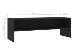 Móvel De Tv*Helloshop26 Suporte multimídia para TV prateleira para TV aparador para TV sala de jantar sala de estar quarto 120 x 40 x 40 cm madeira engenheirada preta 02_0025870 Preto
