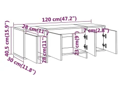 New Helloshop26 Suporte multimídia para TV prateleira para TV aparador para TV para sala de jantar sala de estar quarto 120 x 30 x 40,5 cm madeira industrializada cinza 02_0025839 Castanho