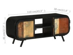 Helloshop26 Suporte multimídia para TV prateleira para TV armário para TV sala de jantar sala de estar quarto 110 x 30 x 45 cm madeira maciça reciclada marrom 02_0025745^ Móvel De Tv