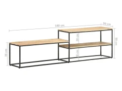 Móvel De Tv*Helloshop26 Suporte multimídia para TV prateleira para TV aparador para TV sala de jantar sala de estar quarto 180 x 30 x 50 cm madeira de mangueira marrom natural 02_0026089 Castanho