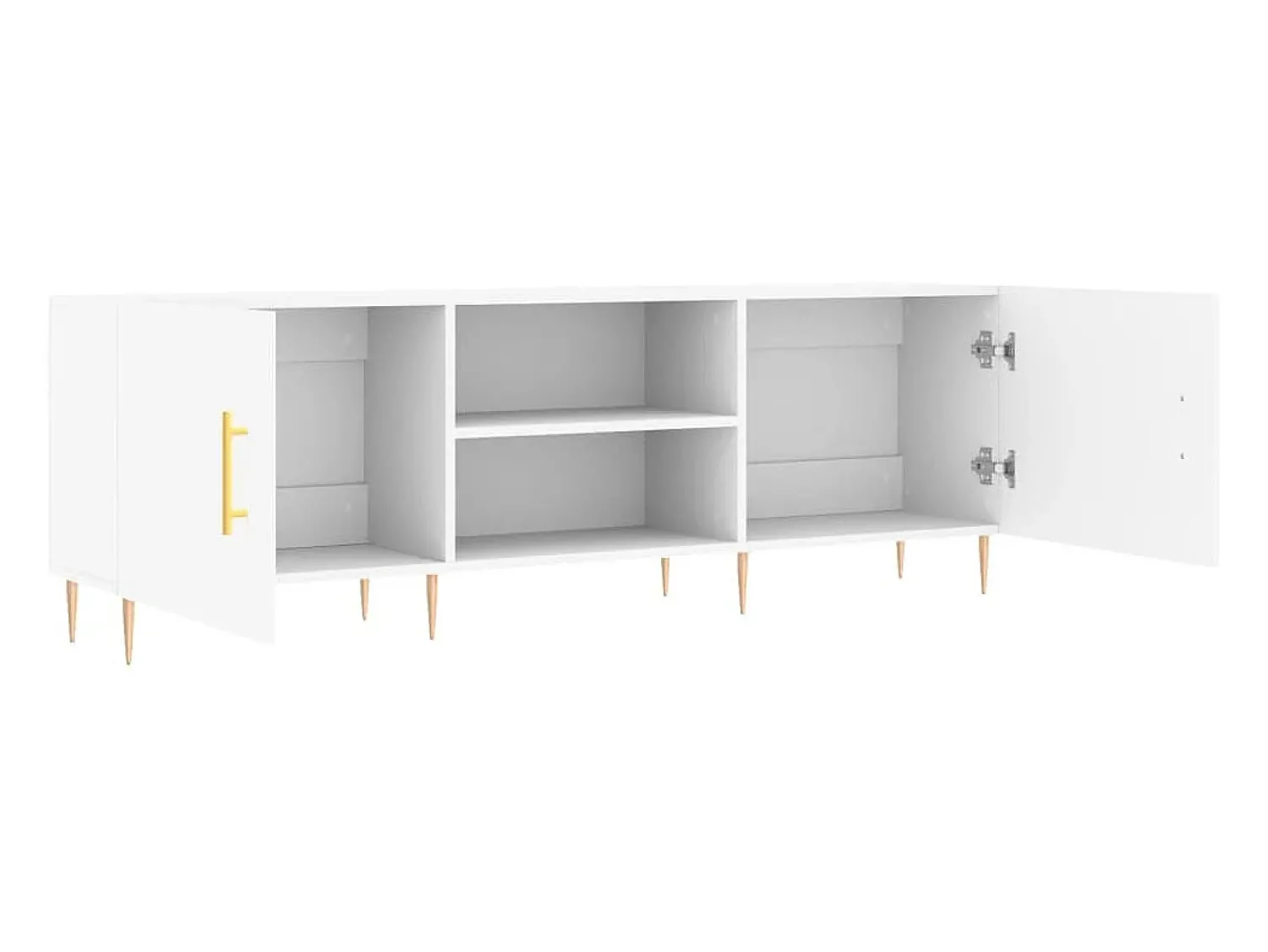 Helloshop26 Suporte multimídia para TV prateleira para TV aparador para TV sala de jantar sala de estar quarto 150 x 30 x 50 cm madeira engenheirada branca 02_0025992^ Móvel De Tv