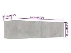 Helloshop26 Suporte multimídia para TV prateleira para TV armário para TV sala de jantar sala de estar quarto 120 x 30 x 30 cm madeira engenheirada cinza concreto 02_0025806^ Móvel De Tv