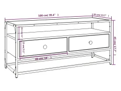 Hot Helloshop26 Suporte multimídia para TV prateleira para TV aparador armário para TV sala de jantar sala de estar quarto 100 x 35 x 45 cm madeira engenheirada preta 02_0025499 Preto
