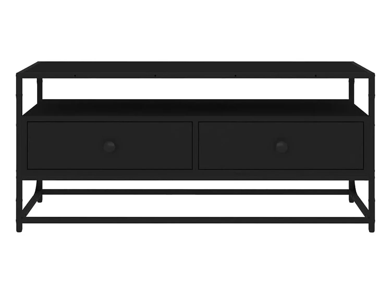 Hot Helloshop26 Suporte multimídia para TV prateleira para TV aparador armário para TV sala de jantar sala de estar quarto 100 x 35 x 45 cm madeira engenheirada preta 02_0025499 Preto