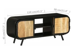 Móvel De Tv*Helloshop26 Suporte multimídia para TV prateleira para TV armário para TV sala de jantar sala de estar quarto 110 x 30 x 45 cm madeira de mangueira marrom natural 02_0025742 Castanho