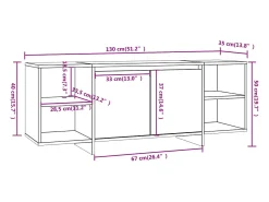 Móvel De Tv|Helloshop26 Suporte multimídia para TV prateleira para TV aparador para TV sala de jantar sala de estar quarto 130 x 35 x 50 cm madeira engenheirada preta 02_0025894 Preto
