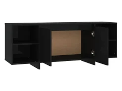 Móvel De Tv|Helloshop26 Suporte multimídia para TV prateleira para TV aparador para TV sala de jantar sala de estar quarto 130 x 35 x 50 cm madeira engenheirada preta 02_0025894 Preto