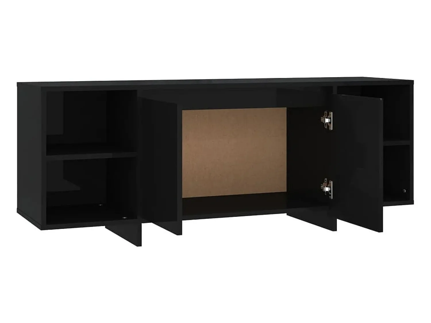 Móvel De Tv|Helloshop26 Suporte multimídia para TV prateleira para TV aparador para TV sala de jantar sala de estar quarto 130 x 35 x 50 cm madeira engenheirada preta 02_0025894 Preto