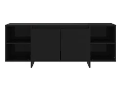 Móvel De Tv|Helloshop26 Suporte multimídia para TV prateleira para TV aparador para TV sala de jantar sala de estar quarto 130 x 35 x 50 cm madeira engenheirada preta 02_0025894 Preto