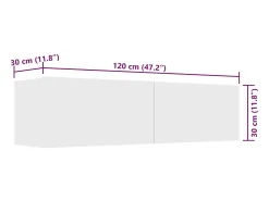 Móvel De Tv*Helloshop26 Suporte multimídia para TV prateleira para TV aparador armário para TV sala de jantar sala de estar quarto 120 x 30 x 30 cm madeira engenheirada branca 02_0025805 Branco