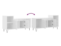 Móvel De Tv*Helloshop26 Suporte multimídia para TV prateleira para TV aparador para TV sala de jantar sala de estar quarto 100 x 35 x 55 cm madeira engenheirada branca 02_0025508 Branco