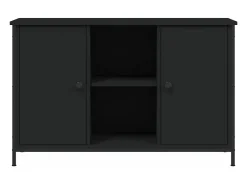 Móvel De Tv*Helloshop26 Suporte multimídia para TV prateleira para TV aparador para TV sala de jantar sala de estar quarto 100 x 35 x 65 cm madeira engenheirada preta 02_0025521 Preto
