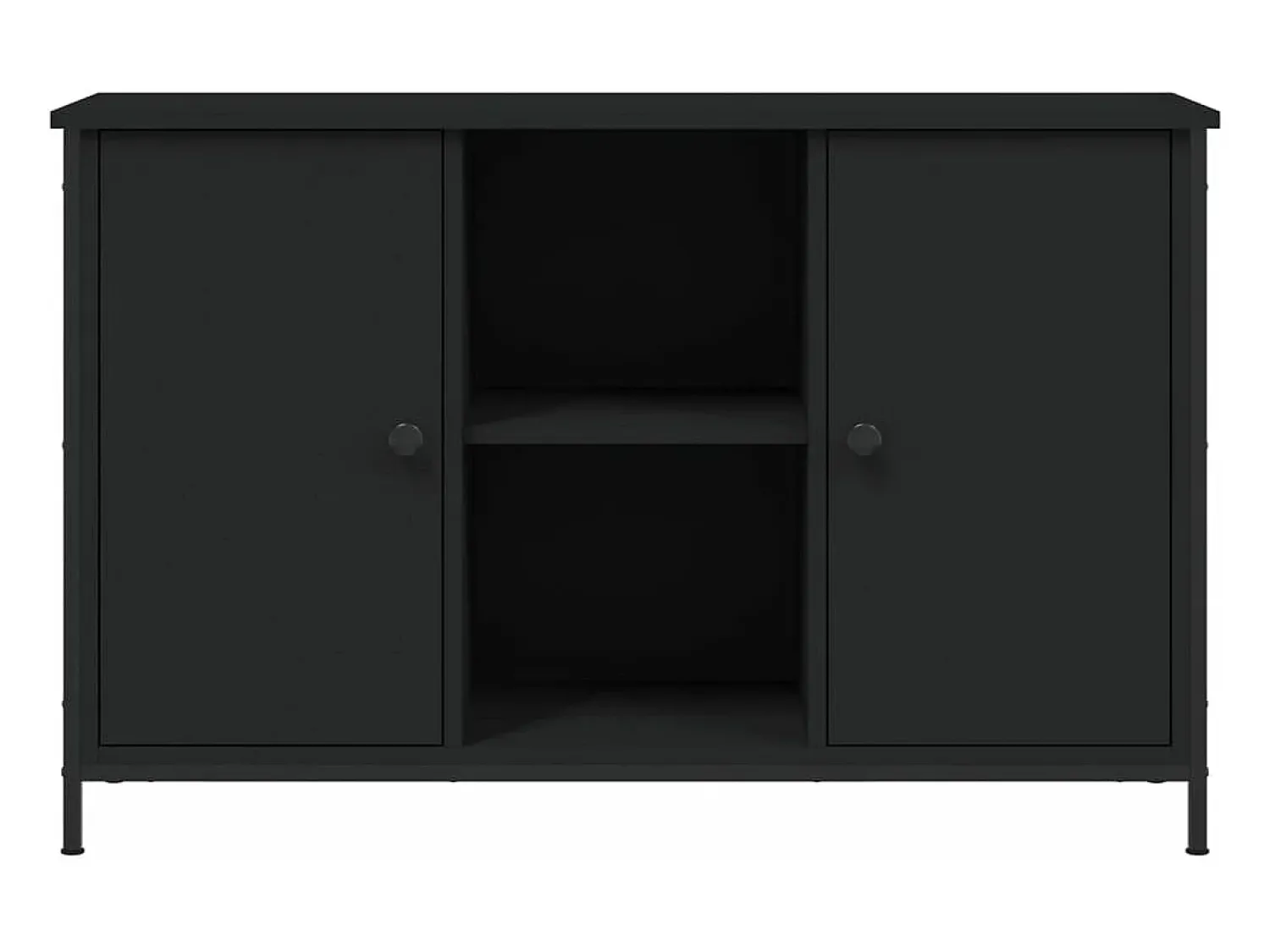 Móvel De Tv*Helloshop26 Suporte multimídia para TV prateleira para TV aparador para TV sala de jantar sala de estar quarto 100 x 35 x 65 cm madeira engenheirada preta 02_0025521 Preto