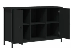 Móvel De Tv*Helloshop26 Suporte multimídia para TV prateleira para TV aparador para TV sala de jantar sala de estar quarto 100 x 35 x 65 cm madeira engenheirada preta 02_0025521 Preto