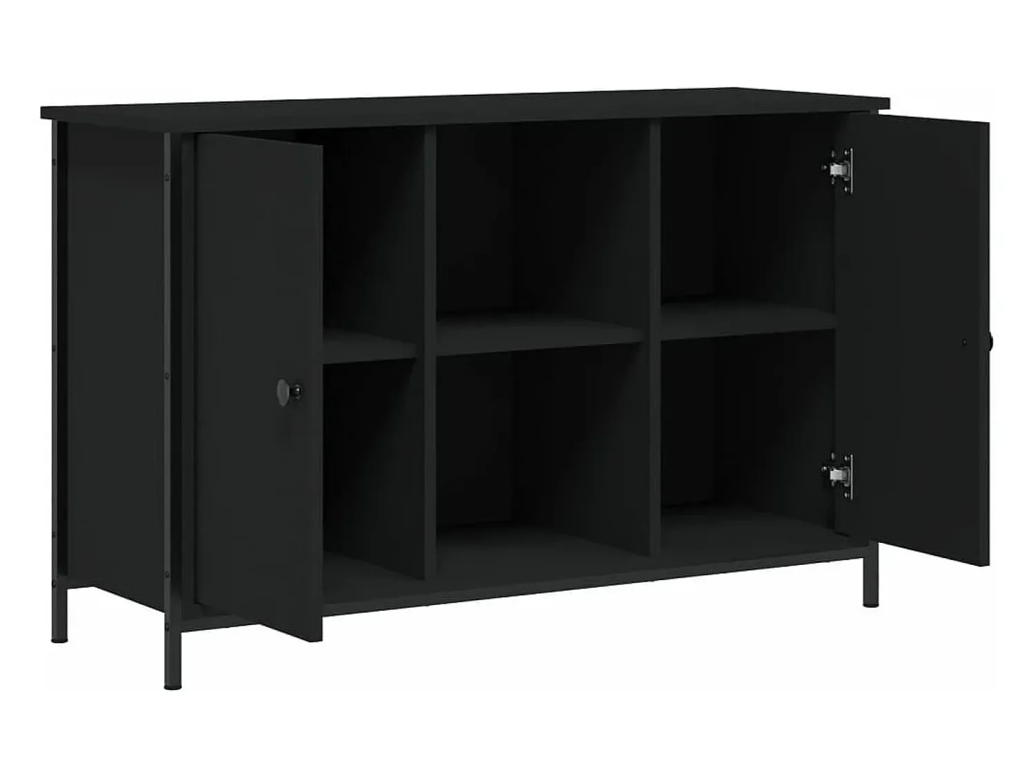 Móvel De Tv*Helloshop26 Suporte multimídia para TV prateleira para TV aparador para TV sala de jantar sala de estar quarto 100 x 35 x 65 cm madeira engenheirada preta 02_0025521 Preto
