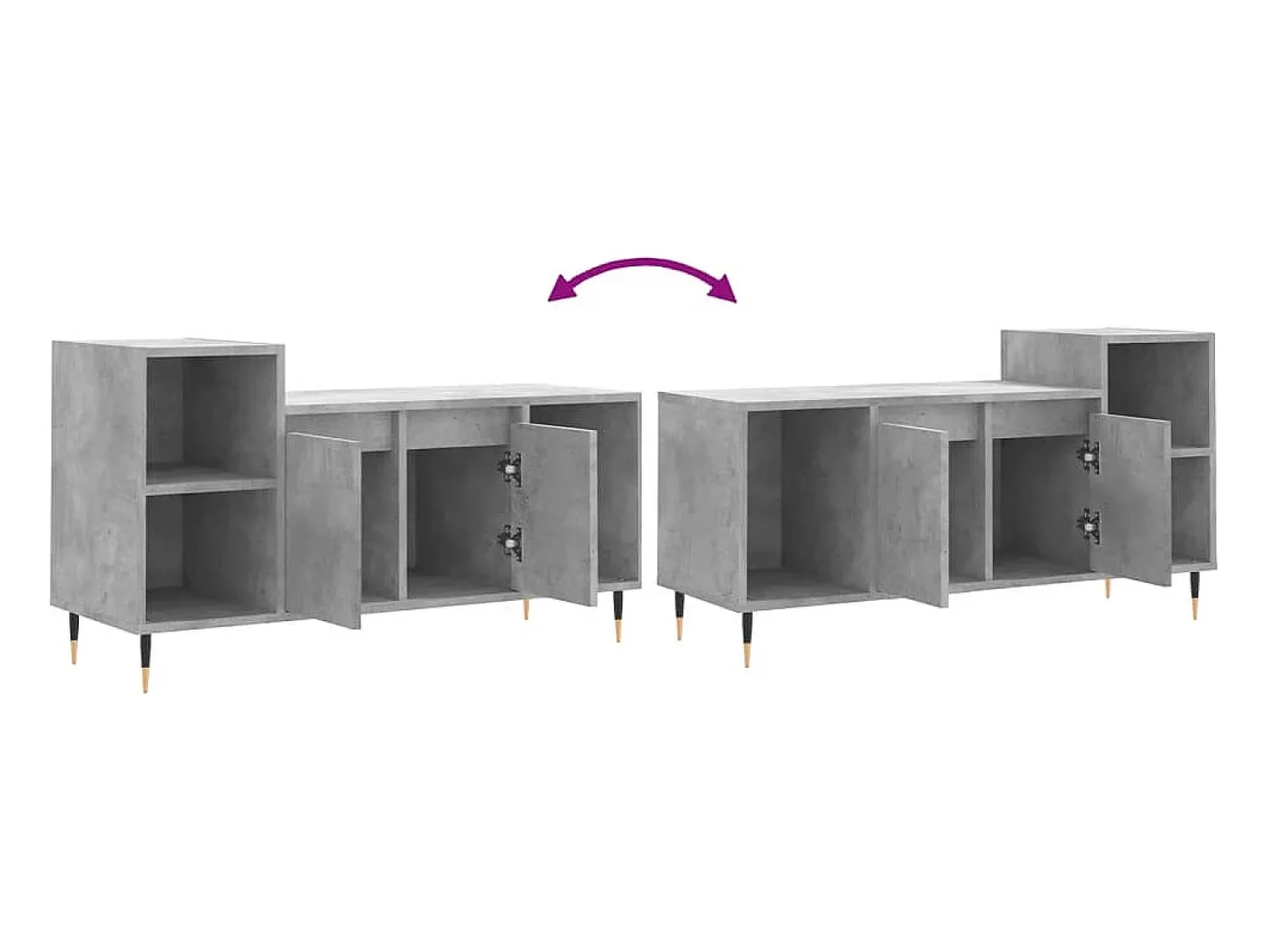 Helloshop26 Suporte multimídia para TV prateleira para TV aparador armário para TV sala de jantar sala de estar quarto 100 x 35 x 55 cm madeira industrializada cinza 02_0025515^ Móvel De Tv