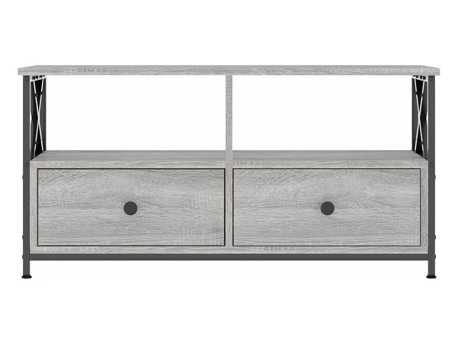 Best Helloshop26 Suporte multimídia para TV prateleira para TV móvel para TV sala de jantar sala de estar quarto Sonoma 90 x 33 x 45 cm madeira engenheirada e ferro cinza 02_0028474 Castanho