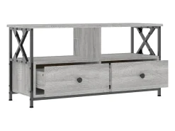 Best Helloshop26 Suporte multimídia para TV prateleira para TV móvel para TV sala de jantar sala de estar quarto Sonoma 90 x 33 x 45 cm madeira engenheirada e ferro cinza 02_0028474 Castanho