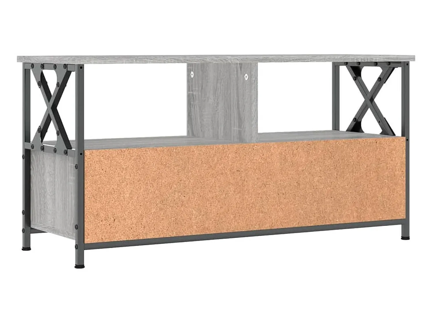 Best Helloshop26 Suporte multimídia para TV prateleira para TV móvel para TV sala de jantar sala de estar quarto Sonoma 90 x 33 x 45 cm madeira engenheirada e ferro cinza 02_0028474 Castanho