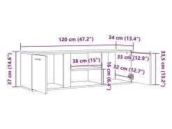 Helloshop26 Suporte multimídia para TV prateleira para TV aparador armário para TV sala de jantar sala de estar quarto 120 x 34 x 37 cm madeira engenheirada branca 02_0025854 Branco