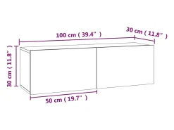 Móvel De Tv|Helloshop26 Suporte multimídia para TV prateleira para TV aparador para TV sala de jantar sala de estar quarto 100 x 30 x 30 cm madeira industrializada cinza 02_0025433 Castanho