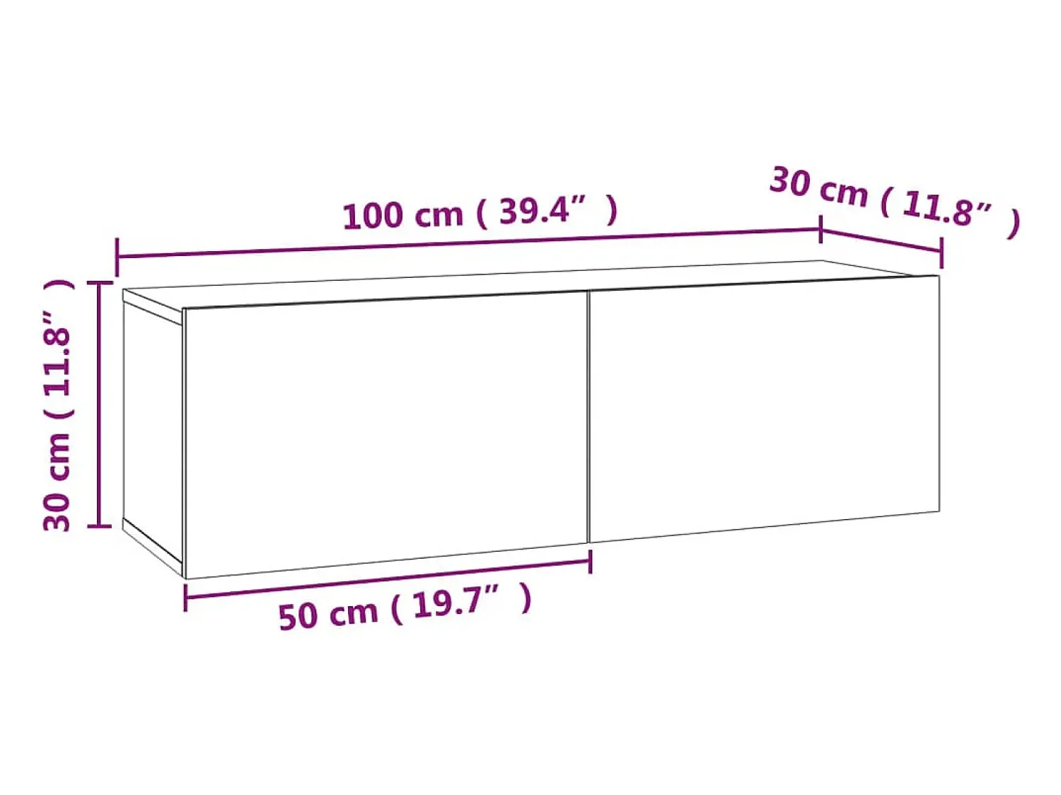 Móvel De Tv|Helloshop26 Suporte multimídia para TV prateleira para TV aparador para TV sala de jantar sala de estar quarto 100 x 30 x 30 cm madeira industrializada cinza 02_0025433 Castanho