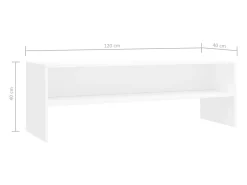 Móvel De Tv|Helloshop26 Suporte multimídia para TV prateleira para TV aparador armário para TV sala de jantar sala de estar quarto 120 x 40 x 40 cm madeira engenheirada branca 02_0025868 Branco