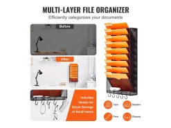 Acessórios De Arrumação|Cesto* Suporte Mural SucceBuy File Wall Shelf Mesh Wall File Holder 1 Peça 10 Bolsas para Escritório e Escola Preto