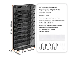Acessórios De Arrumação|Cesto* Suporte Mural SucceBuy File Wall Shelf Mesh Wall File Holder 1 Peça 10 Bolsas para Escritório e Escola Preto