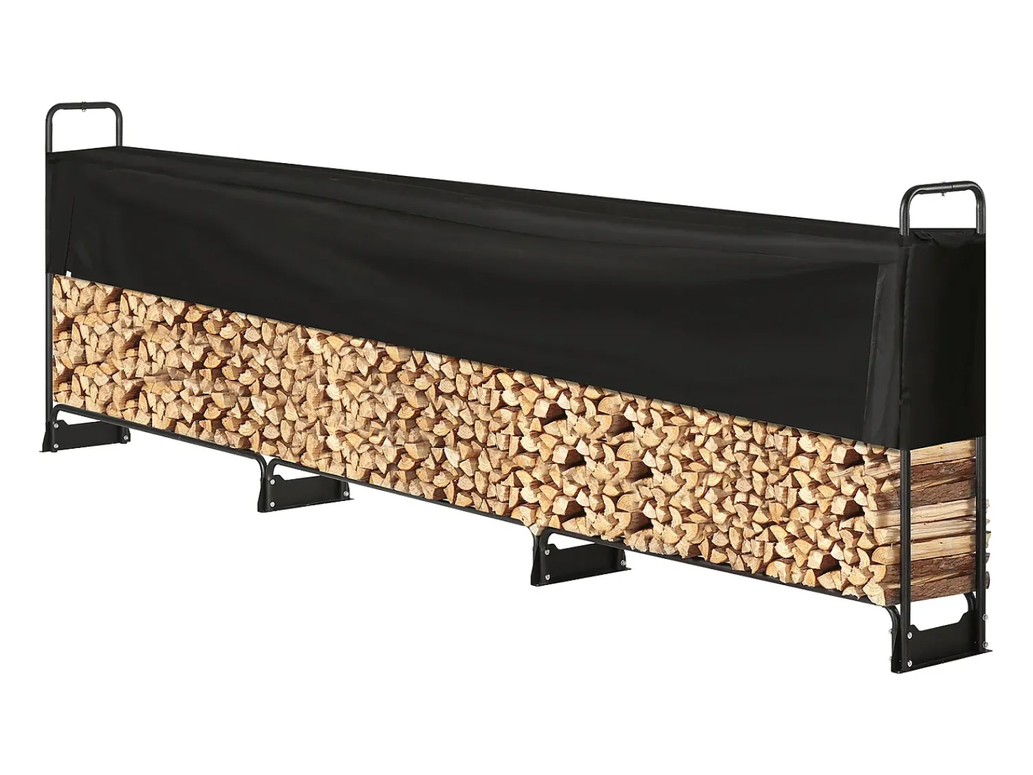 Suporte para Lenha Exterior de 12,7 Pés com Tampa SucceBuy, Suporte para Lenha 152" x 14,2" x 46,1" (Suporte para Lenha Exterior com Tampa)^ Acessórios De Arrumação