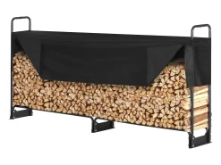Clearance Suporte para Lenha Exterior SucceBuy de 2,6 M (8,5 Pés), 2,5 M (102 Pol.) x 36,6 M (14,2Pol.) x 117,5 Cm (46,1 Pol.), com Tampa e Suporte Resistente. Preto
