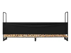 Clearance Suporte para Lenha Exterior SucceBuy de 2,6 M (8,5 Pés), 2,5 M (102 Pol.) x 36,6 M (14,2Pol.) x 117,5 Cm (46,1 Pol.), com Tampa e Suporte Resistente. Preto