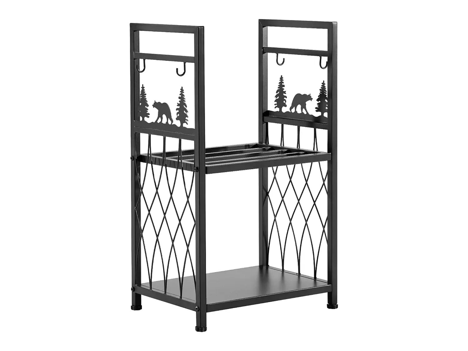 Online Suporte para Lenha SucceBuy de Aquecimento de 2 Níveis, Armazenamento de Lenha Interno, 45.5 x 33 x 76.5 cm, com Ferramentas de Lareira, Escova, Pá Preto