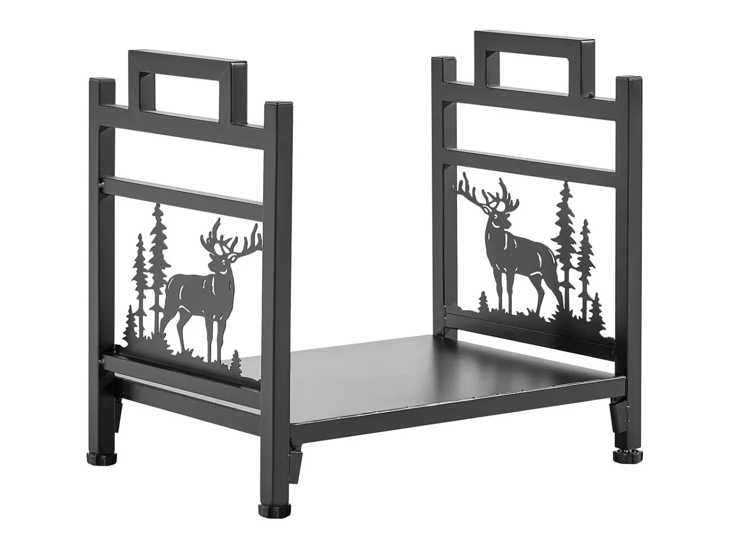 Acessórios De Arrumação| Suporte para Lenha SucceBuy de Aquecimento Interno, Armazenamento de Lenha Curvo 45 x 31.5 x 41.5 cm, com Suporte de Lona, Capacidade de Carga 18,1 kg Preto