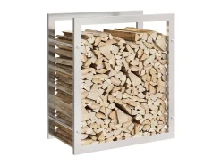 Suporte para lenha 50x28x56 cm aço inoxidável PT237251^ Acessórios De Arrumação