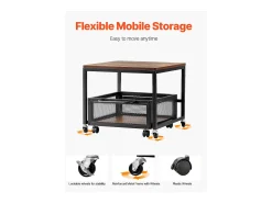 Mesa De Apoio| Suporte para Mini-Frigorífico SucceBuy, com Arrumação, Capacidade de 90 kg, Carrinho e Rodas Giratórias, Claro Castanho