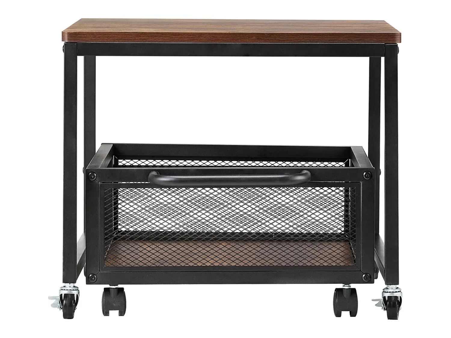 Mesa De Apoio| Suporte para Mini-Frigorífico SucceBuy, com Arrumação, Capacidade de 90 kg, Carrinho e Rodas Giratórias, Claro Castanho