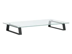 Best Helloshop26 Suporte para monitor móvel de mesa 60 x 35 x 8 cm vidro temperado e metal 02_0044899 Preto