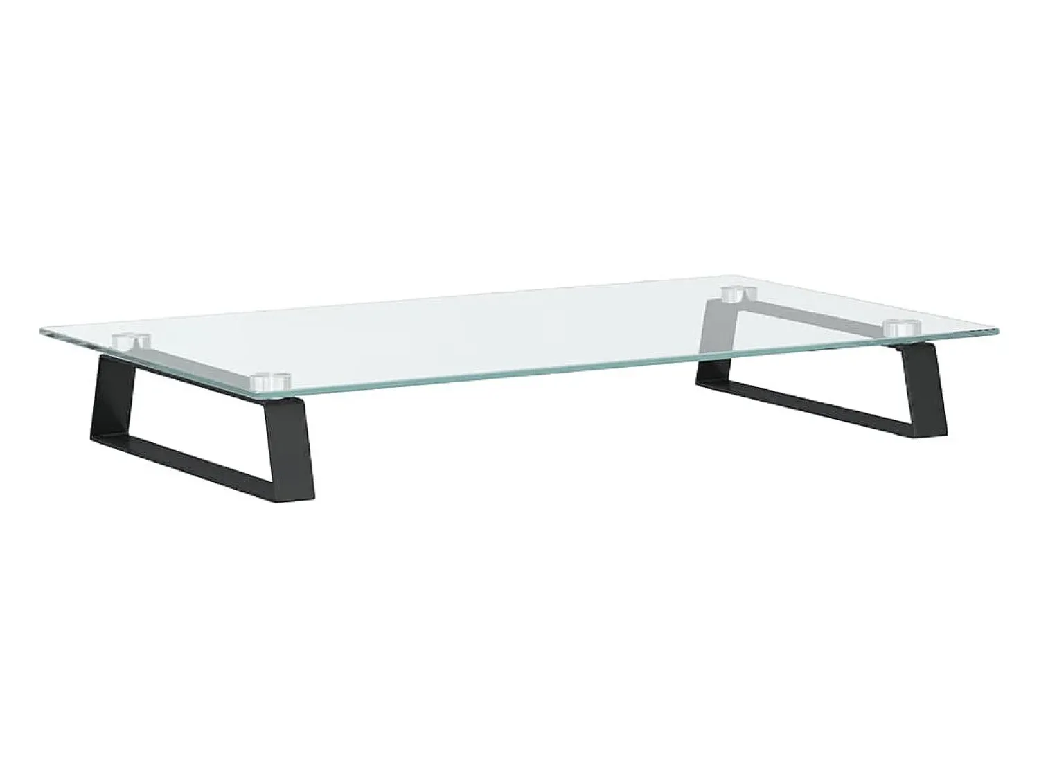 Best Helloshop26 Suporte para monitor móvel de mesa 60 x 35 x 8 cm vidro temperado e metal 02_0044899 Preto