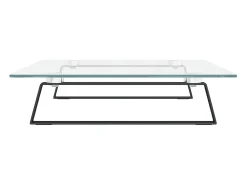 Best Helloshop26 Suporte para monitor móvel de mesa 60 x 35 x 8 cm vidro temperado e metal 02_0044899 Preto