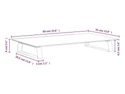 Best Helloshop26 Suporte para monitor móvel de mesa 60 x 35 x 8 cm vidro temperado e metal 02_0044899 Preto