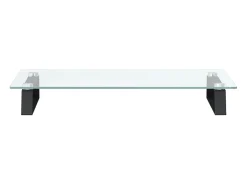 Best Helloshop26 Suporte para monitor móvel de mesa 60 x 35 x 8 cm vidro temperado e metal 02_0044899 Preto