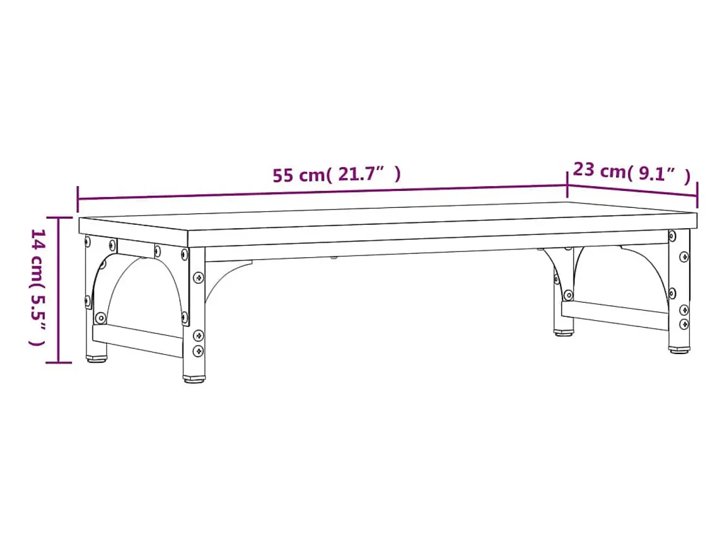 Móvel De Tv*Helloshop26 Suporte para monitor móvel de escritório 55 x 23 x 14 cm madeira industrializada marrom 02_0044893 Castanho
