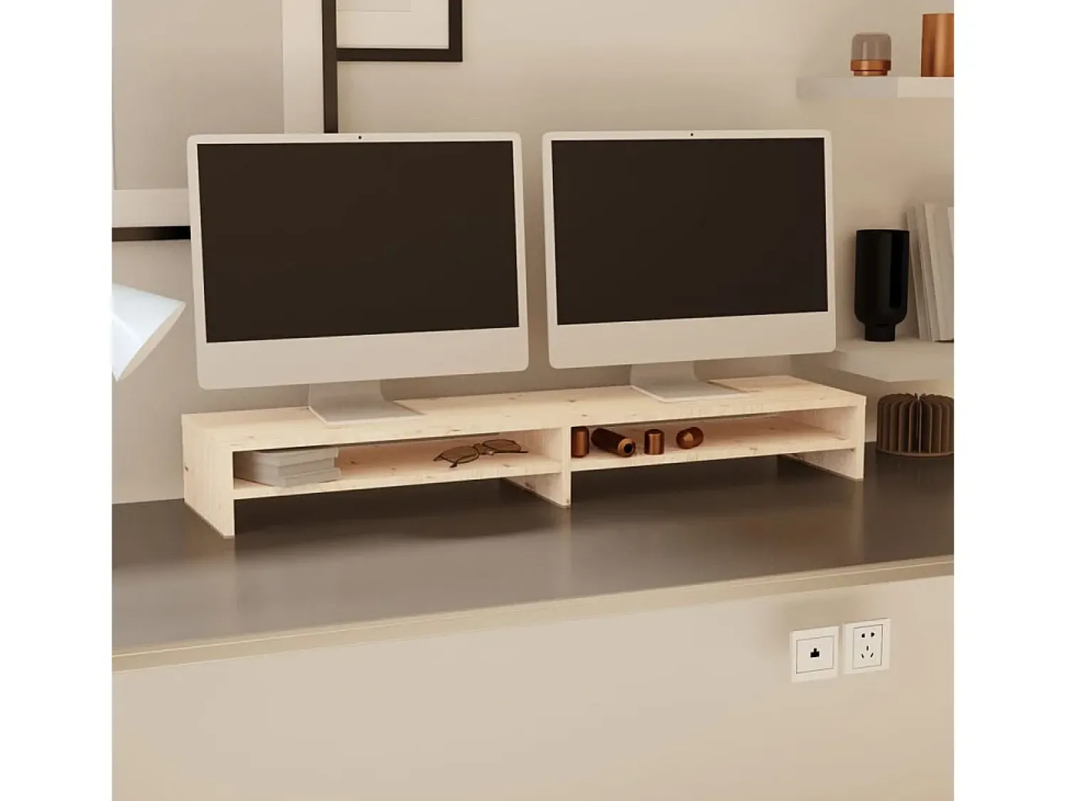 Móvel De Tv| Suporte para monitor 100x24x13 cm madeira de pinho maciça PT272256 Castanho