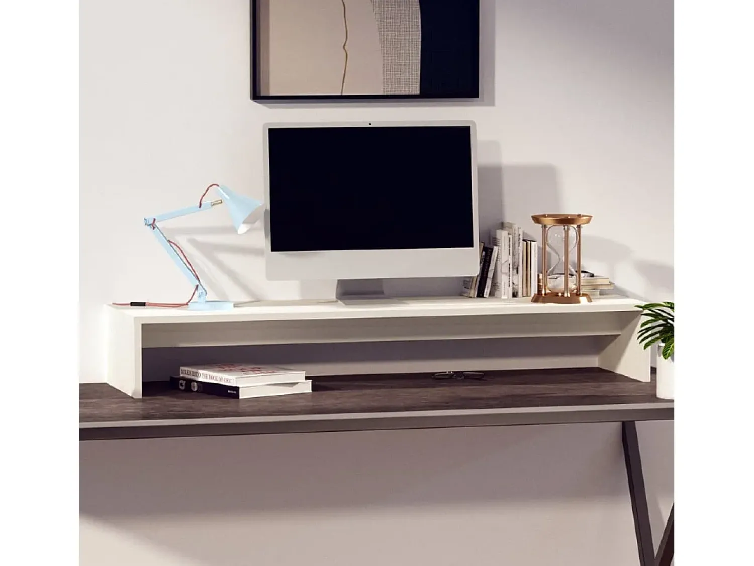 Móvel De Tv| Suporte para monitor 100x27x15 cm pinho maciço PT550429 Branco