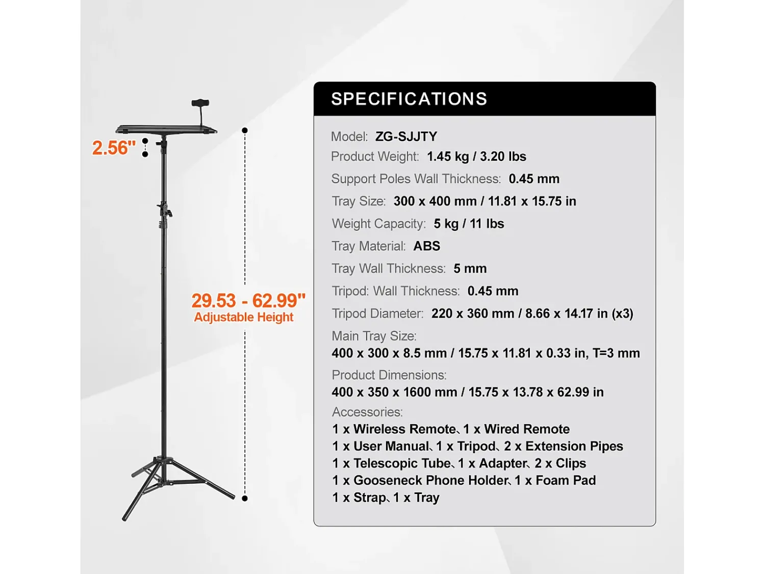 Móvel De Tv* Suporte para Projetor SucceBuy Suporte para Projetor, Tripé para Portátil, Altura Ajustável de 685 a 1600 cm Preto