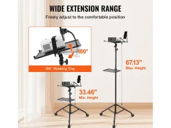 Móvel De Tv| Suporte para Projetor SucceBuy Suporte para Projetor com Rodízios, Tripé para Portátil, Altura de 80 a 170 cm Preto